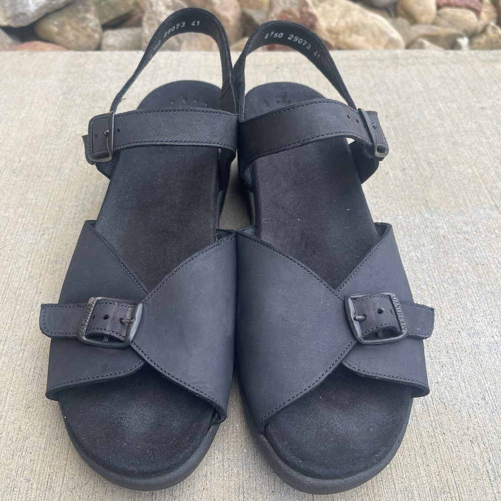 Mephisto Black Nubuck Leather Platform Slingback Sandals EU 41 US 10 #29073